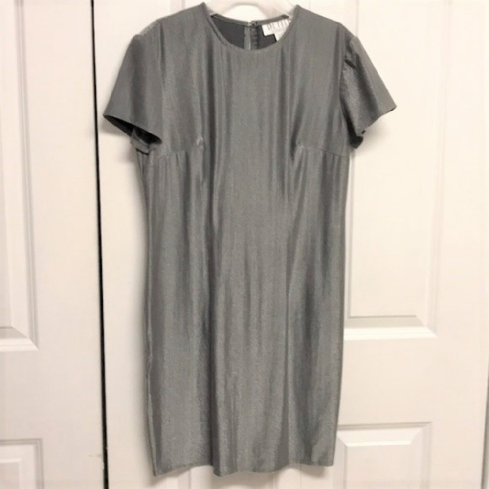 Petite Sophisticate Gray Poly Nylon Stretch Boxy Pencil Dress Size 6P NWT